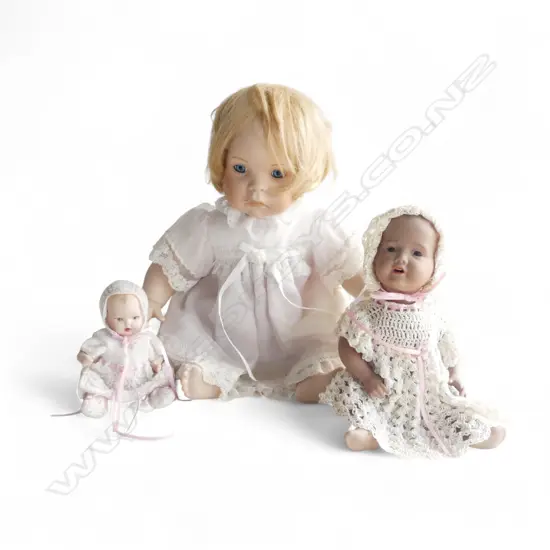 3 VINTAGE CHINA BABY DOLLS H250MM TALLEST