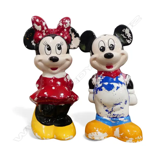 PR CERAMIC FIGURES MIKEY & MINI MOUSE  DISNEY FIGURES SOME PAINT DISTRESS H390MM