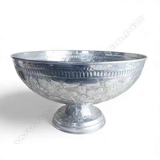 LG SILVER TONE METAL FOOTED BOWL H.290mm, 510mm dia
