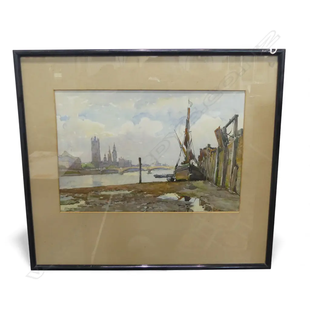 VINTAGE COLOR LITHOGRAPH PRINT OF THE RIVER THAMES BY MARC MARKOVITCH,200 X 300MM Image 1++