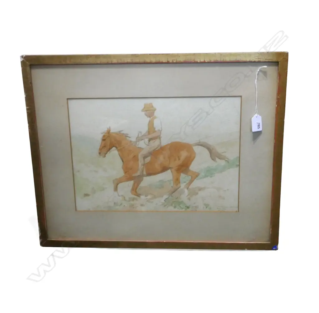 MAN ON HORSE WC 'WITH THE DEVON-SOMERSET AUG 8 1913 A.G.H.' 260x370mm Image 1++