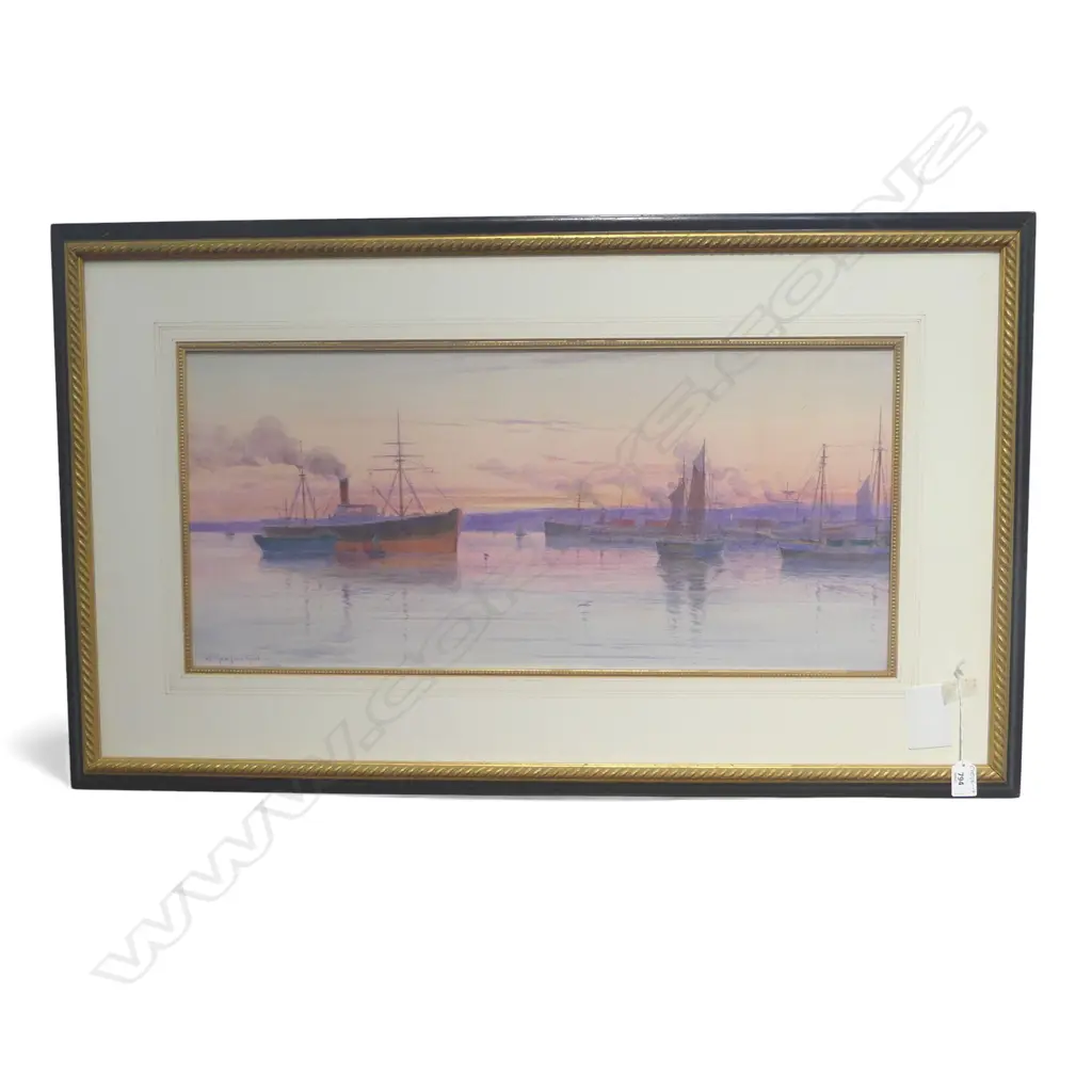 WILLIAM MENZIES GIBB, PORT CHALMERS, SIGNED & DATED 1904, WATERCOLOUR, 320x700mm Image 1++