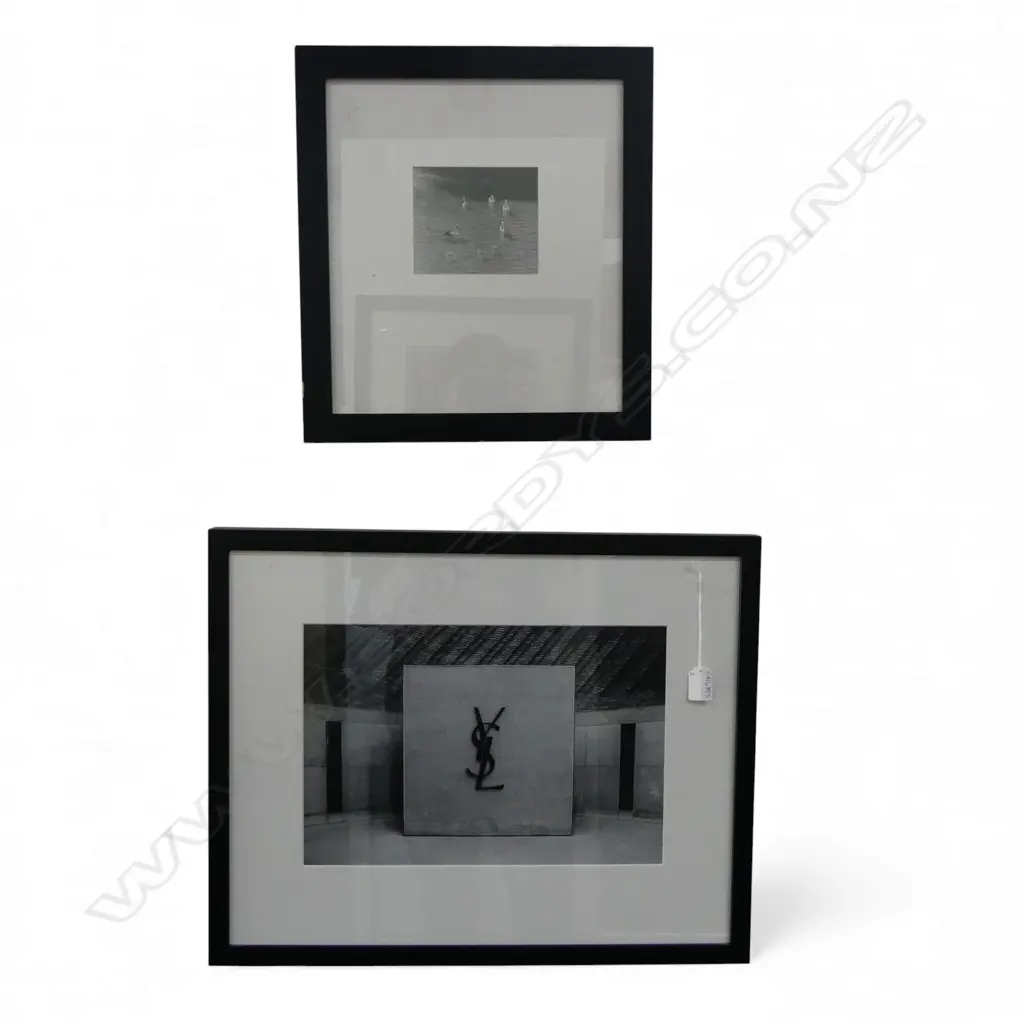2 FRAMED PRINTS; YSL YVES SAINT LAURENT 250x370mm, MAX DUPAIN 'THE FLEET SETS OUT' 105x125mm Image 1++