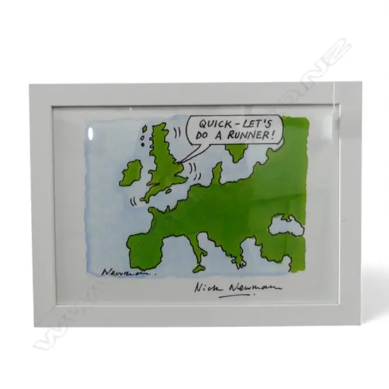 FRAMED BREXIT CARTOON PRINT SIGNED by NICK NEWMAN