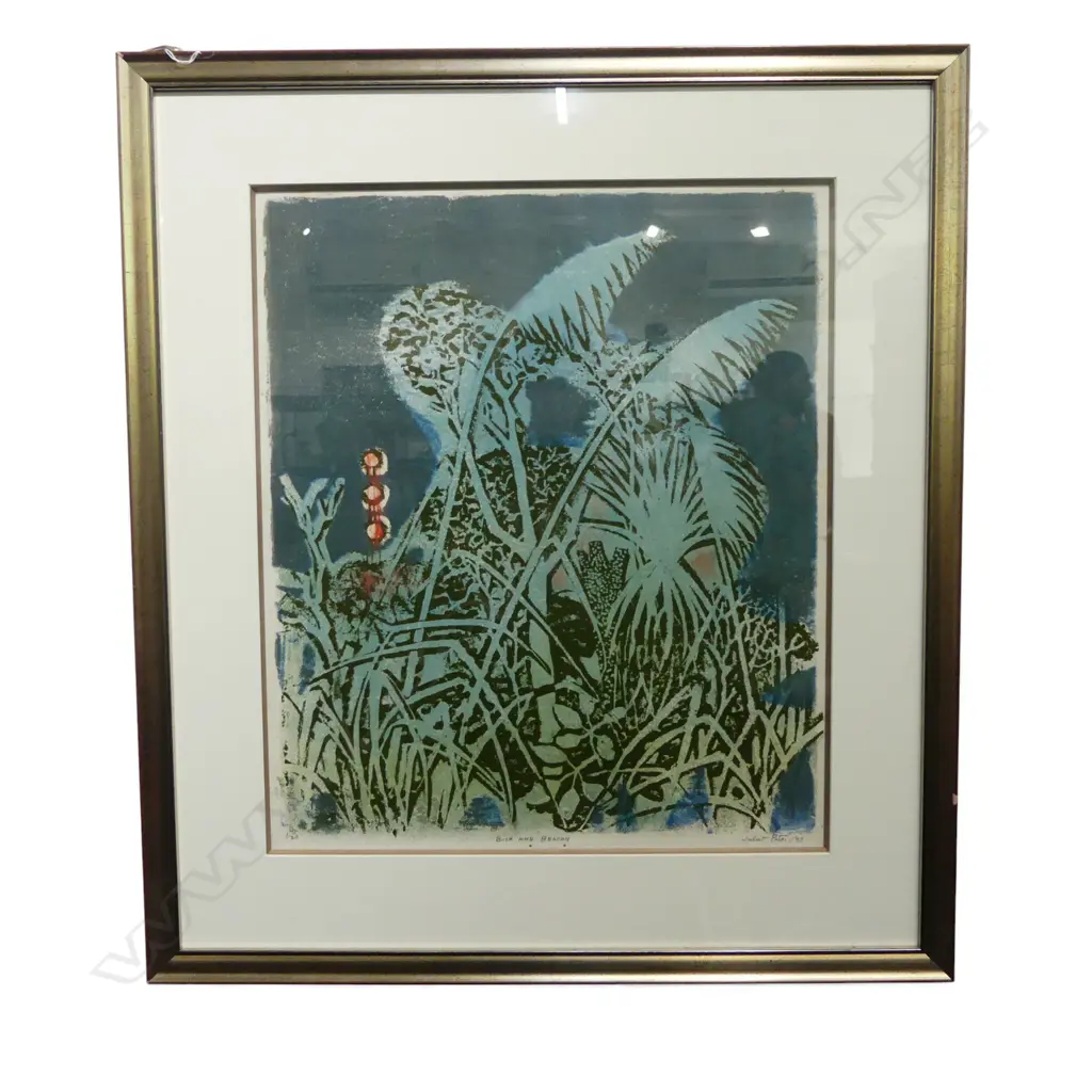 FRAMED NUMBERED PRINT BUSH & BEACON SIGNED JULIET PETERS H570 W490MM Image 1++