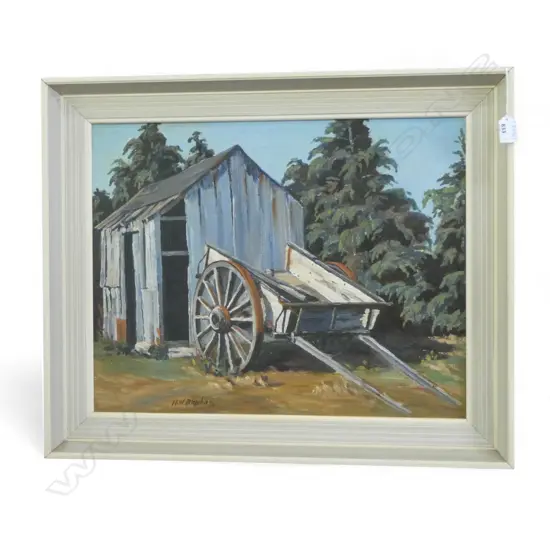 H. W. BLOXHAM 'THE DRAY' OIL ON BOARD 415x530mm