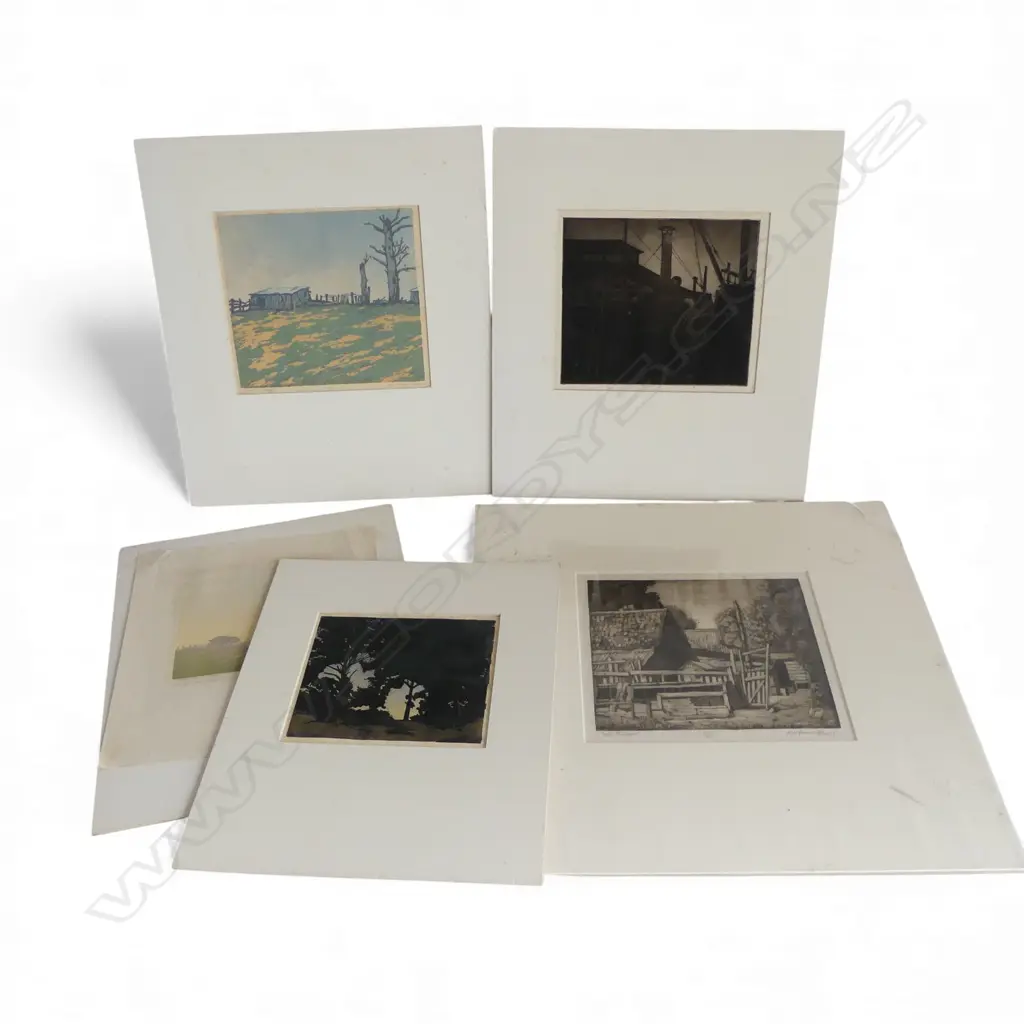 6 K.W. HASSALL PRINTS of various printmaking styles LARGEST 390x400mm Image 1++