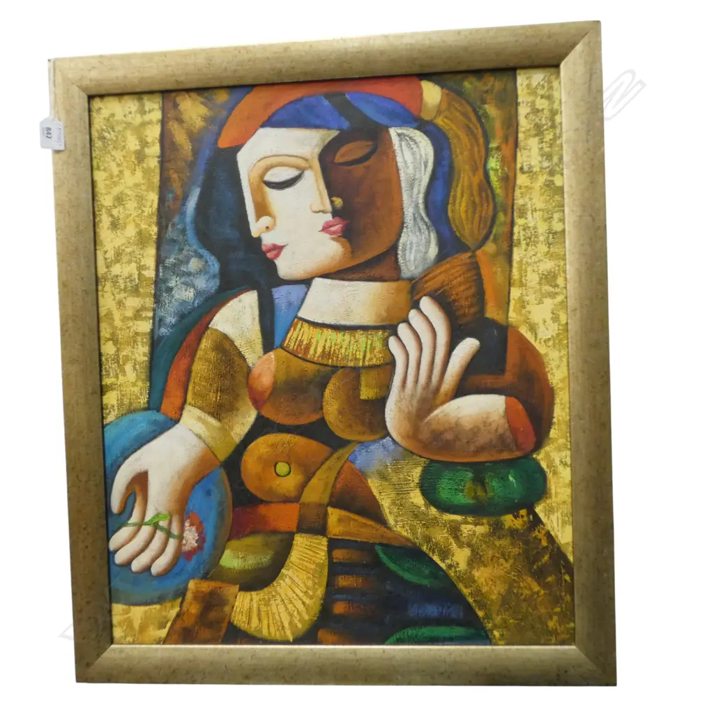 RON BERKOVIL (ISRAEL) 'TWO FACE' ACYRLIC ON BOARD 605x500mm  Image 1++