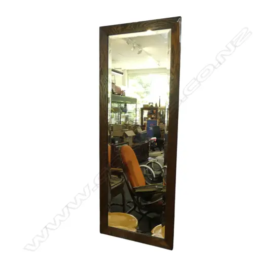 ANTIQUE DRESSING MIRROR, OAK FRAME 1235x470m