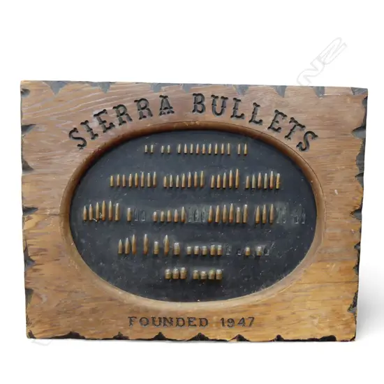 'SIERRA BULLETS - FOUNDED 1947' SIGN some bullets missing 465x605mm