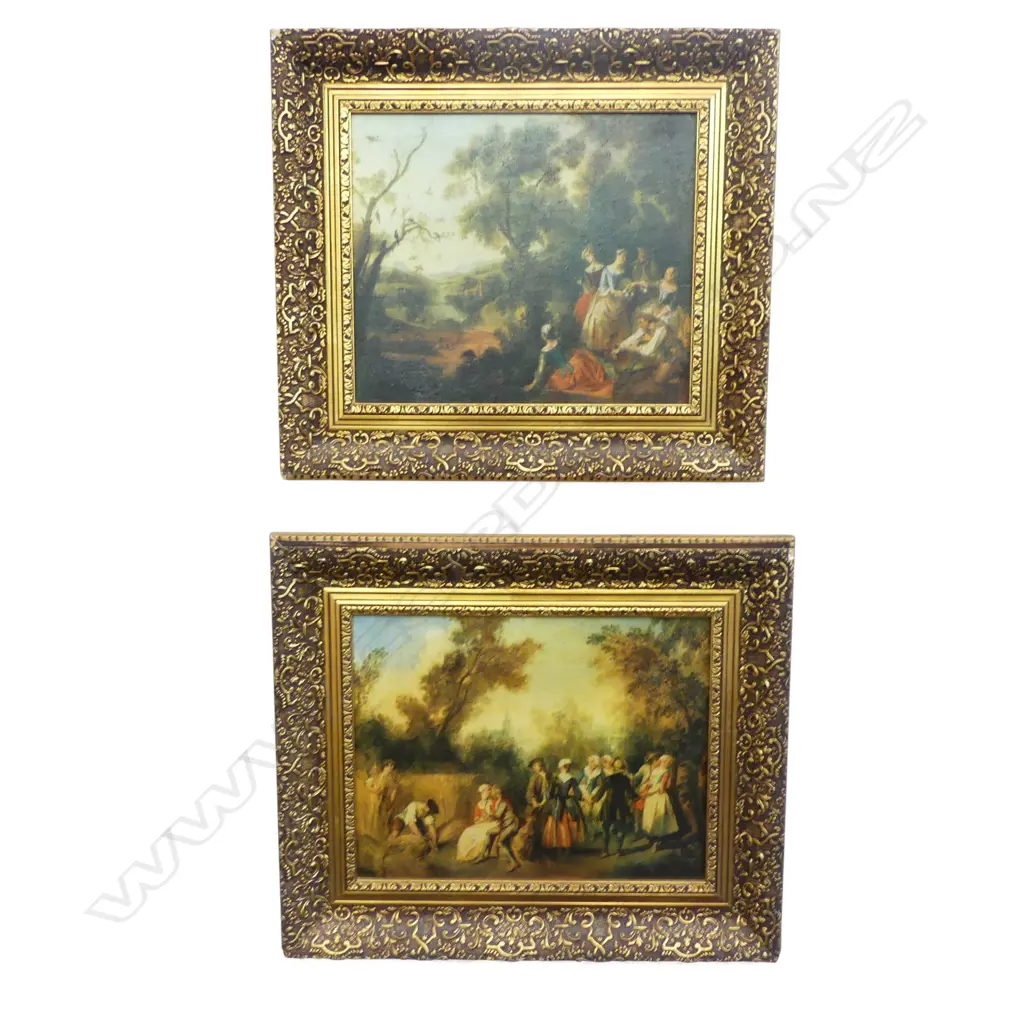 2 NICOLAS LANCRET (1690-1743) PRINTS ON CANVAS; SPRING & AUTUMN 250x320mm Image 1++