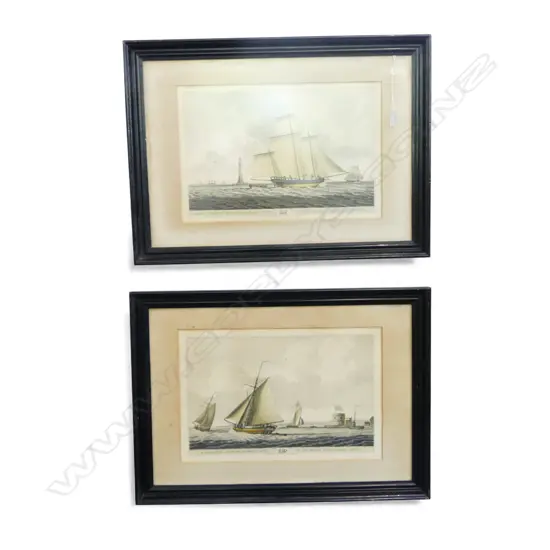 PR SAILING SHIP PRINTS 'A LUGGER WITH A VIEW OF THE EDDISTONE LIGHT HOUSE' 290x440mm