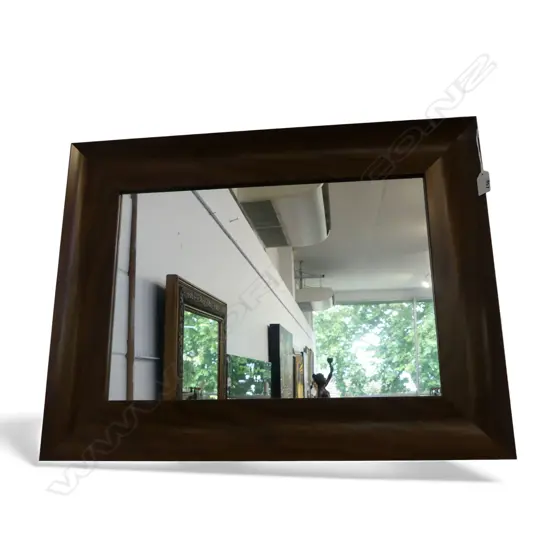 MODERN MIRROR; FAUX WOOD FRAME 505x660mm