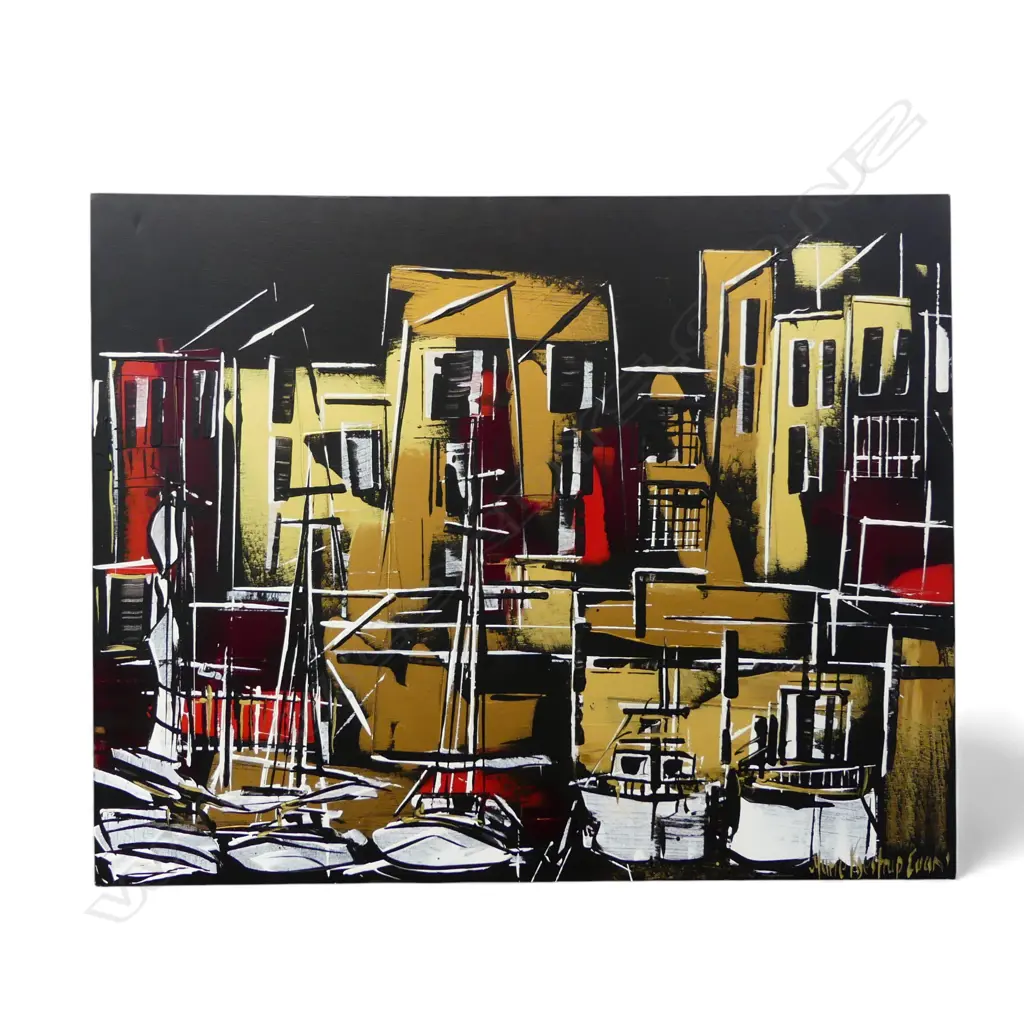 MARIE KJESTRUP EVANS PAINTING NAPIER HARBOUR SCENE W 910MM  H 720MM Image 1++