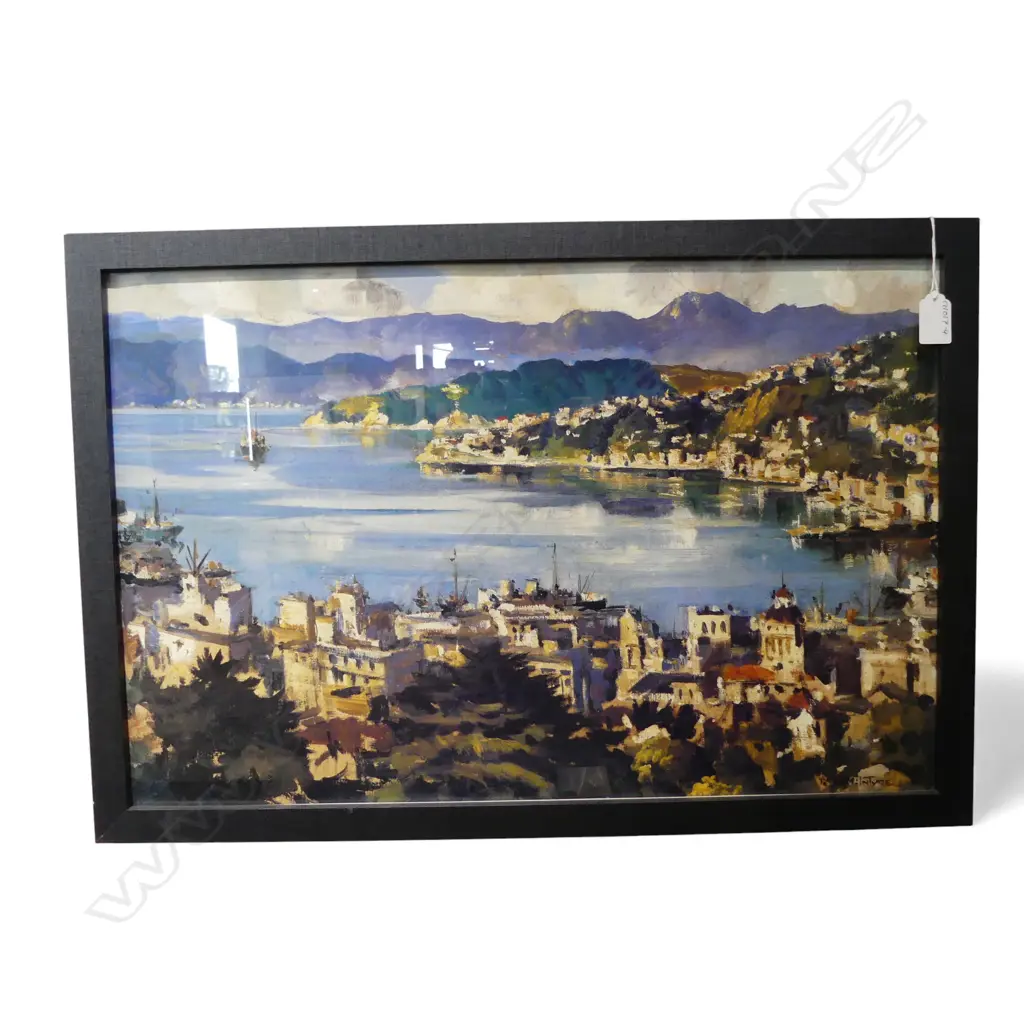 PETER MCINTYRE REPRODUCTION PRINT OF WELLINGTON HARBOUR 390x590mm Image 1++