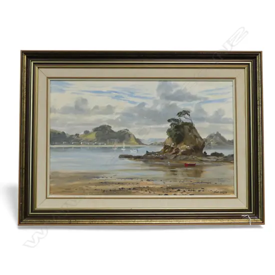 JOHN SPEEDY 'OAKURA' OIL ON BOARD 375x600mm