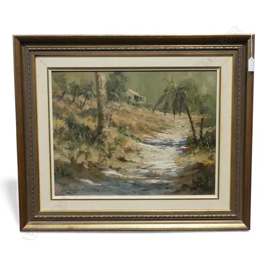 JOHN SPEEDY 'TRACK WITH PUNGAS' OIL ON BOARD 340x440mm