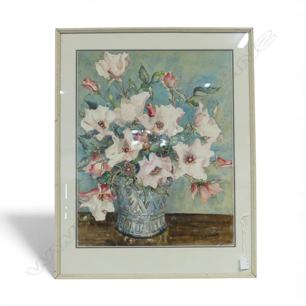 D. HELMORE, FLORAL STILL LIFE, WATERCOLOUR, 500x390mm Image 1++