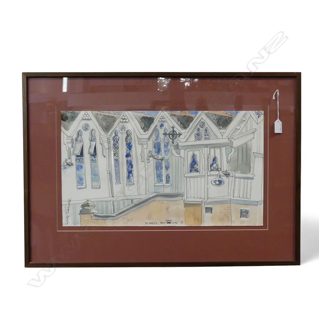 LUCILLE CRANWELL 'ST MARYS FROM SOUTH SIDE' WC, SIGNED & DATED '81 310x540mm Image 1++