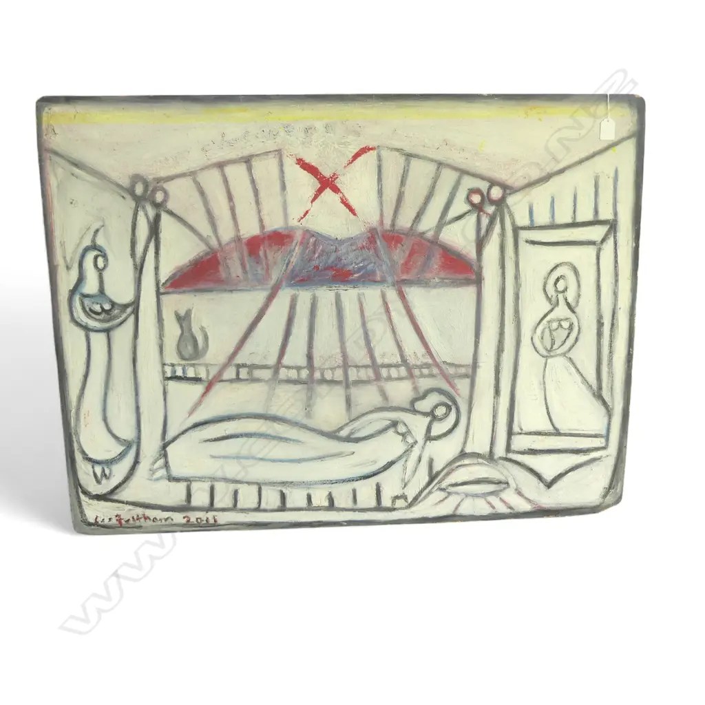 LEE FELTHAM, LADY SLEEPING, ACRYLIC ON BOARD, 750 X 1000MM provenance below Image 1++