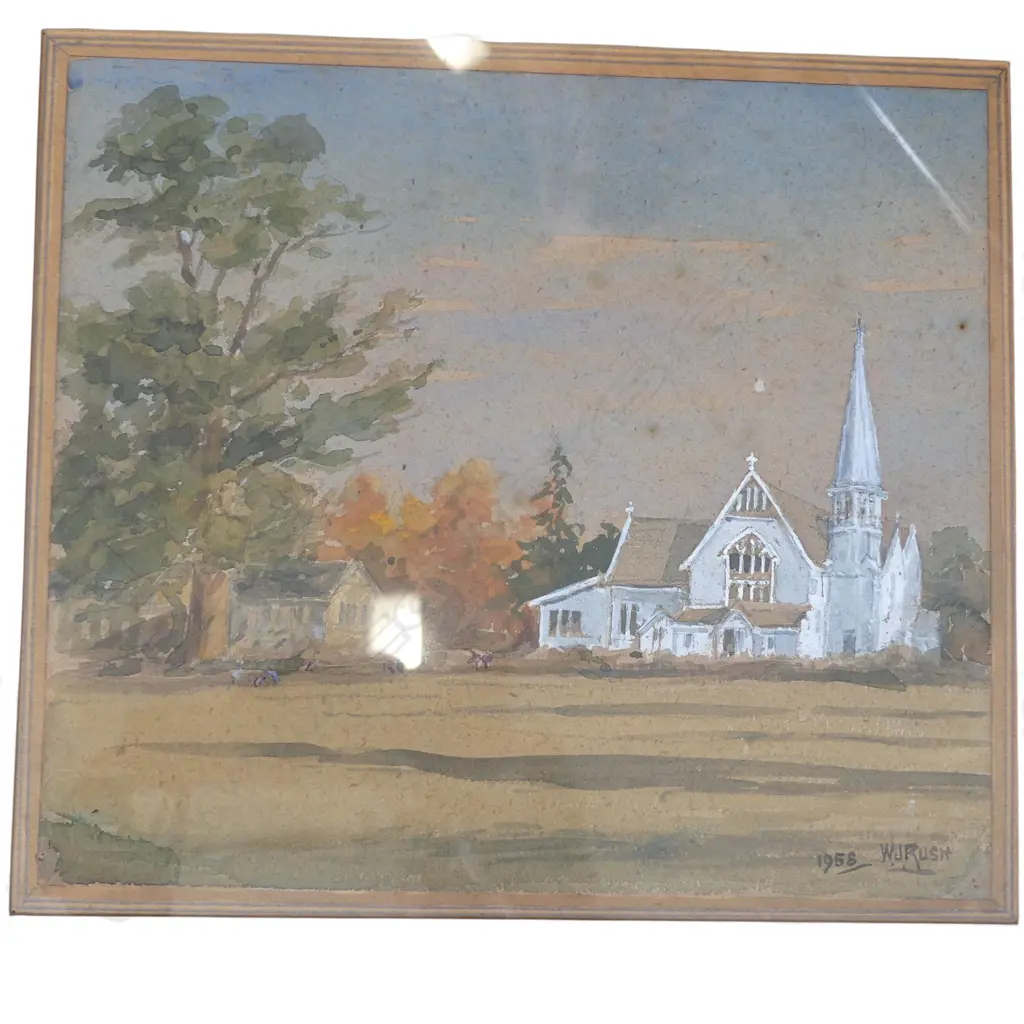 W/C HAVELOCK NORTH CHURCH H422 W435MM SIGNED W H RUSH Image 1++