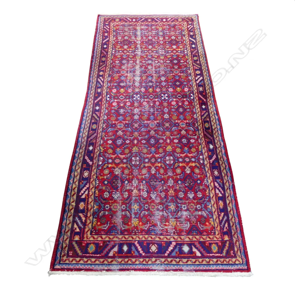 HAND KNOTTED WOOL PILE RUG 2900x1160mm some wear Image 1++