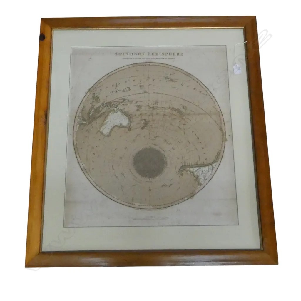 A framed map, 'Southern Hemisphere' for Thompson's New General Atlas 20th Sept 1816 by George Buchan Image 1++