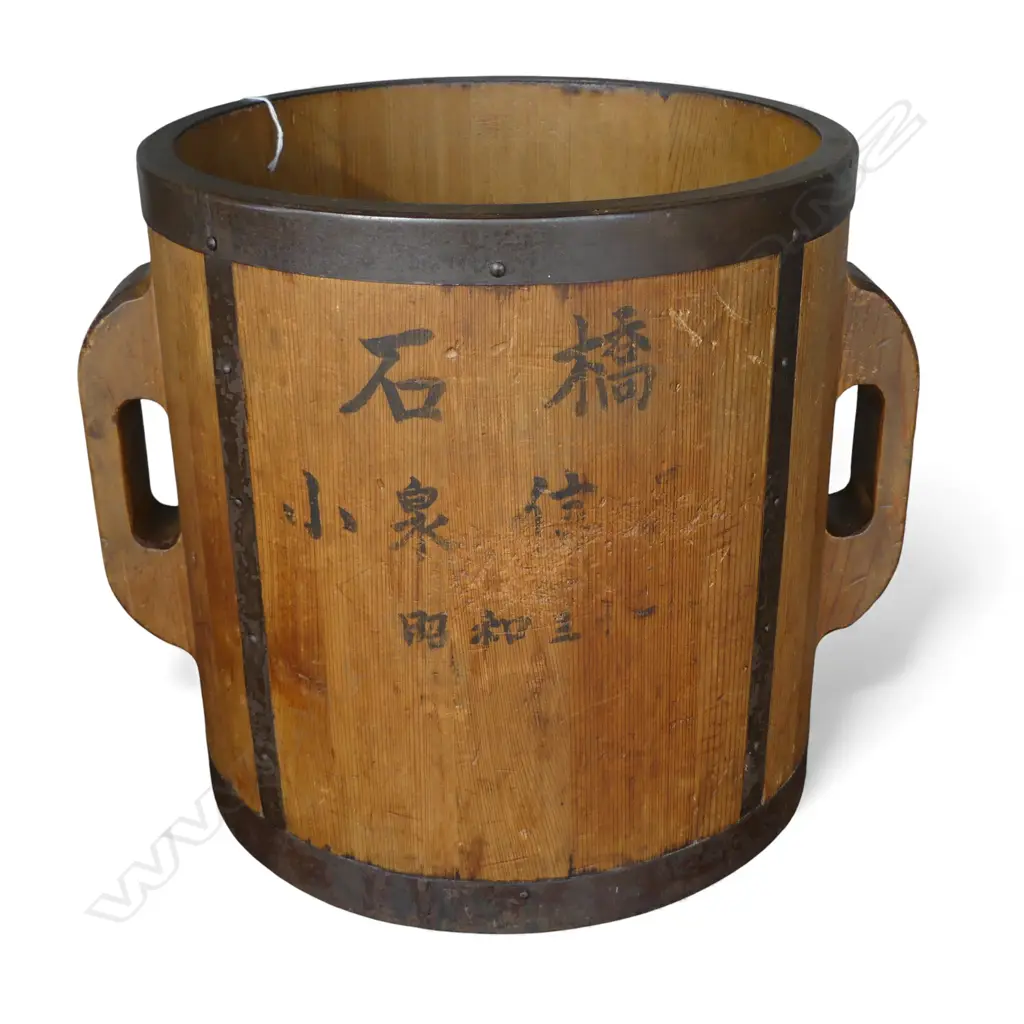 JAPANESE METAL BOUND CYPRESS WOOD RICE MEASURE H320MM Image 1++