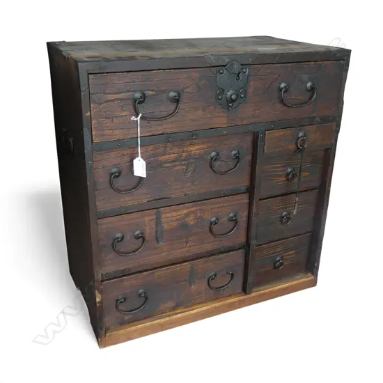 Vintage small Japanese collector's chest. late 19thC H.540mm