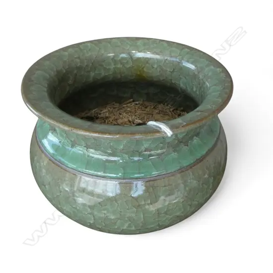 OLD CRACKLE GLAZE INCENSE BURNER hair crack H.124mm