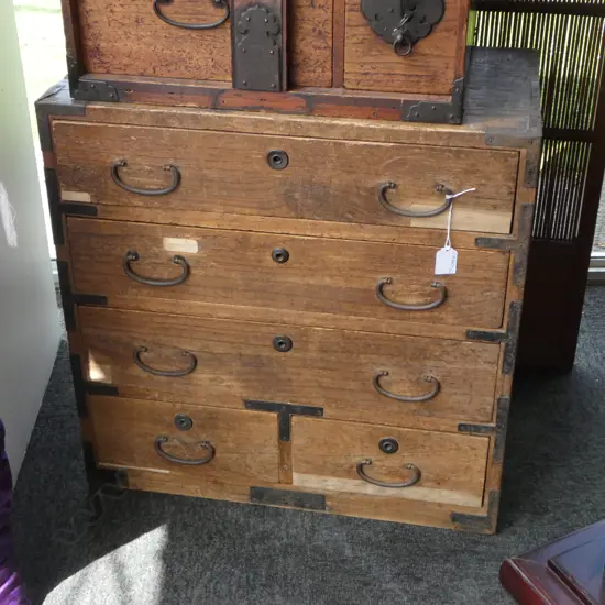 Vintage small Japanese collector's chest early 20thC H.570mm