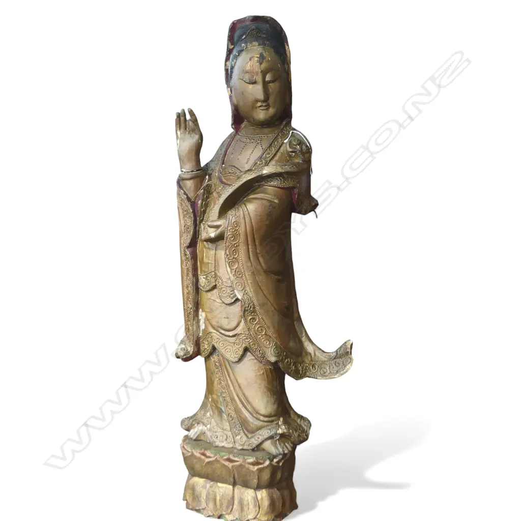 WOODEN KANNON QUANYIN STATUE H840 Image 1++