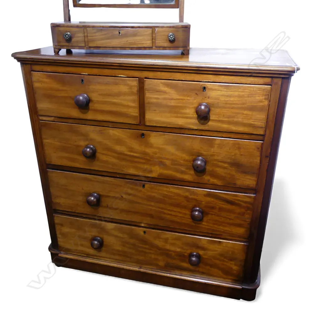 VICTORIAN MAHOGANY 5 DRAWER CHEST 1165x485x1160mm Image 1++