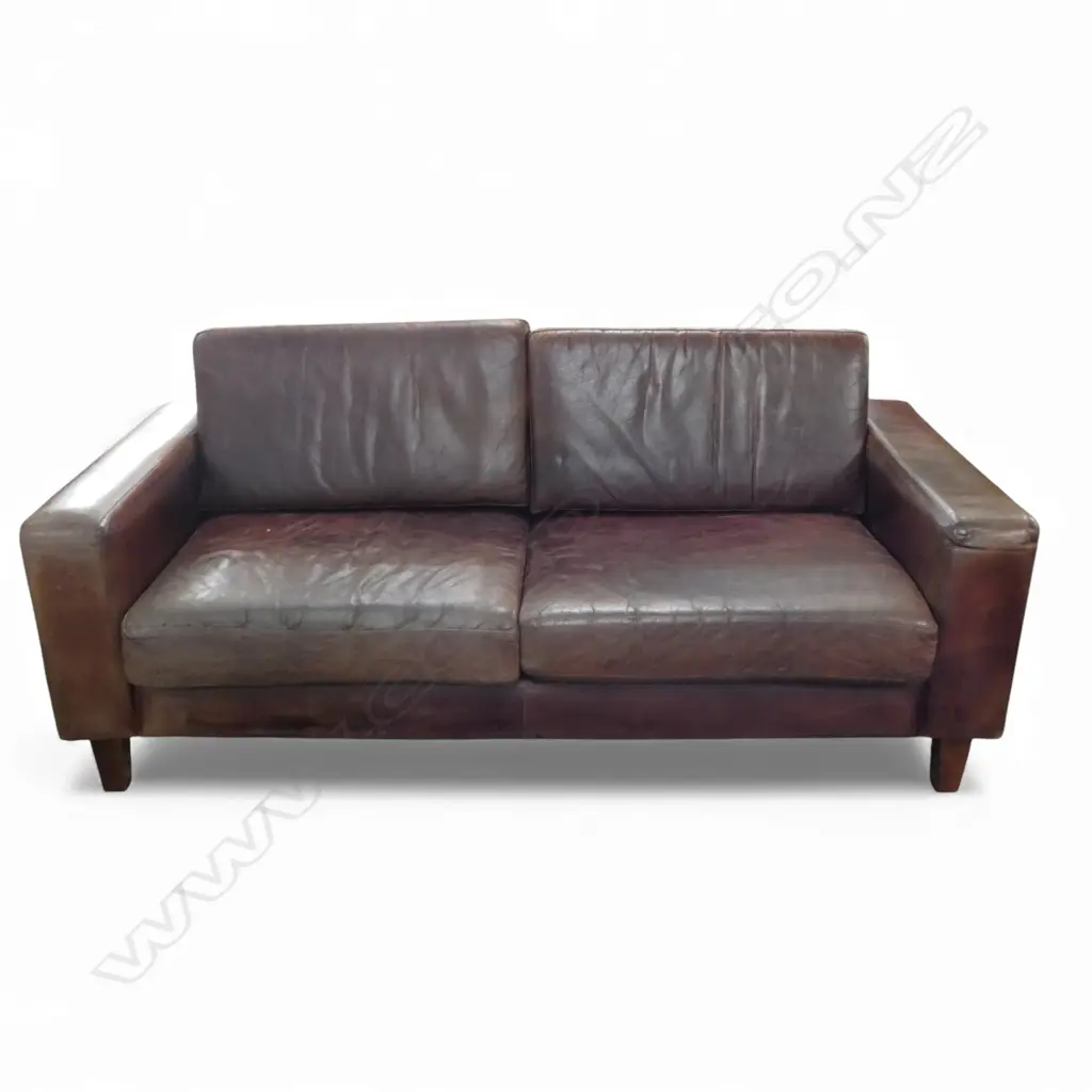 LEATHER COUCH 2 SEATER DARK BROWN COLOUR L1900MM Image 1++
