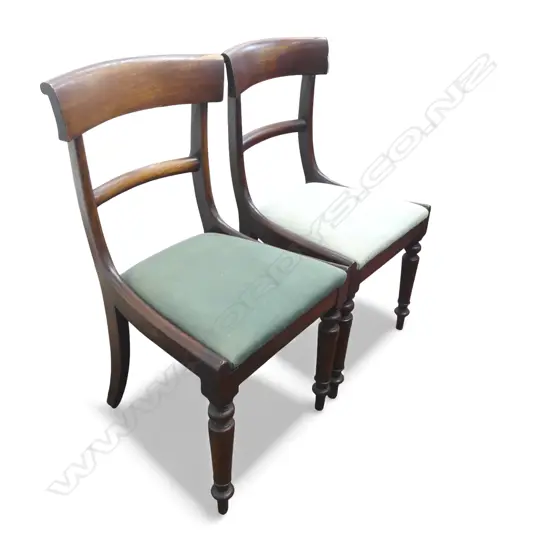 PR ANTIQUE MAHOGANY BLADE BACK DINING CHAIRS (1 w. CHIP)