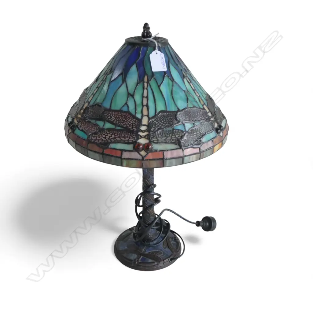 Late 20thC DRAGON FLY LEADLIGHT LAMP H.480mm Image 1++