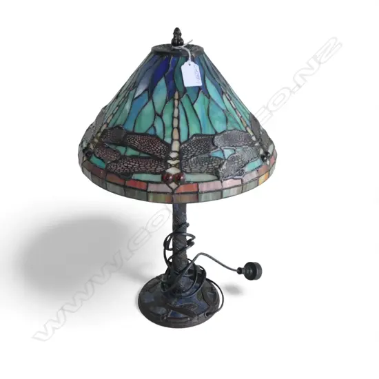 Late 20thC DRAGON FLY LEADLIGHT LAMP H.480mm