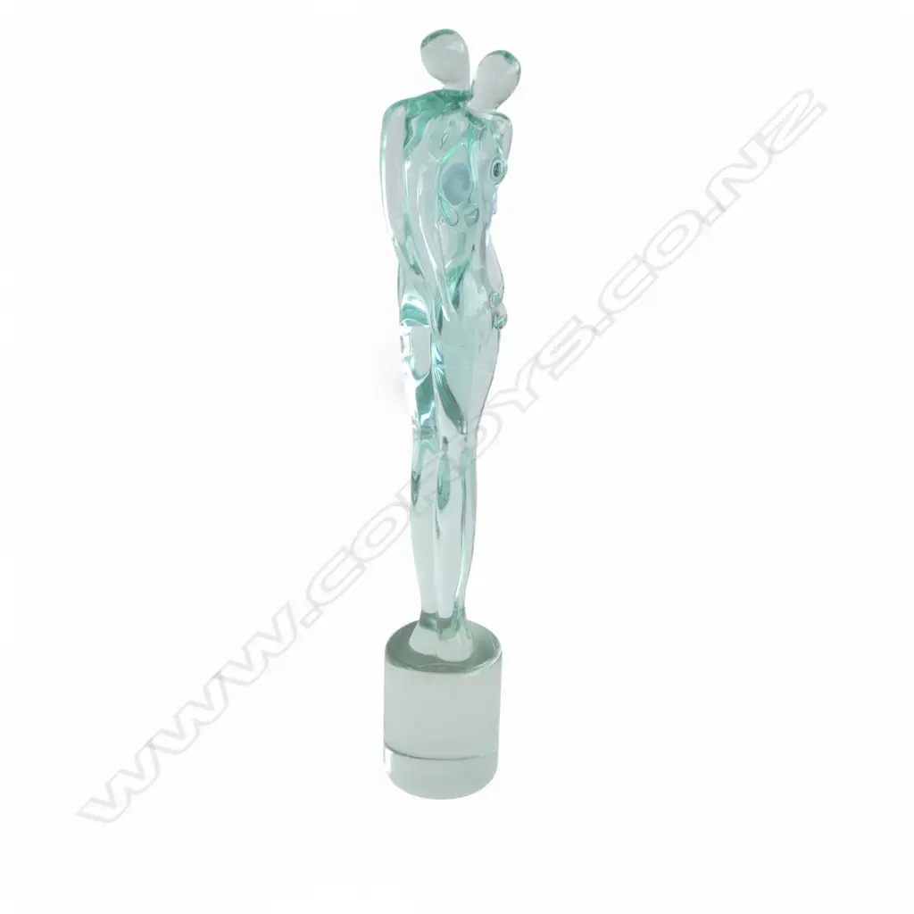 MURANO GLASS SCULPTURE ''THE EMBRACING COUPLE' SIGNED INDISTINCTLY ON BASE 540mm (H) Image 1++