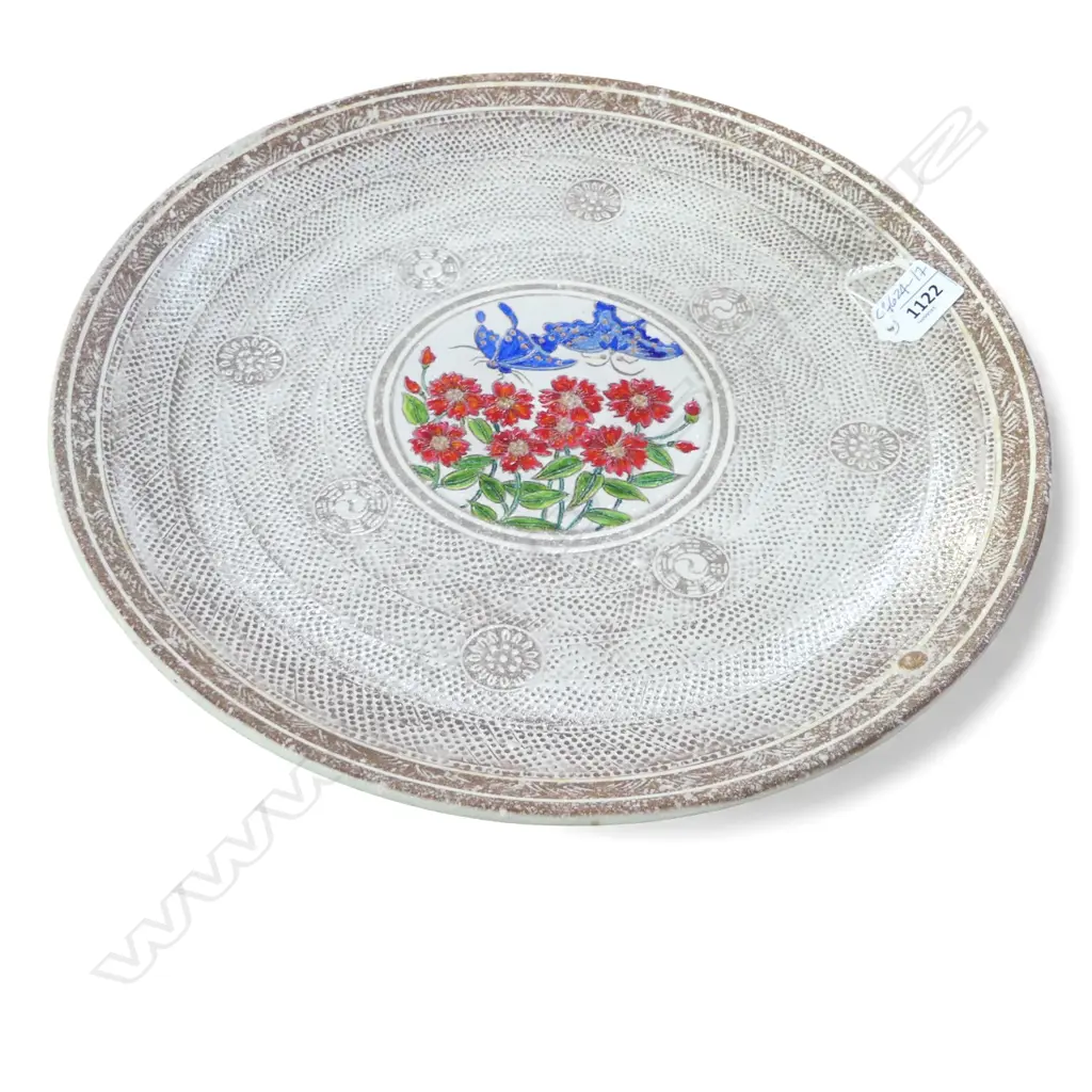 KEUM SUN LEE PORCELAIN CHARGER BLUE & GOLD FLORAL DESIGN, Dia.370mm Image 1++