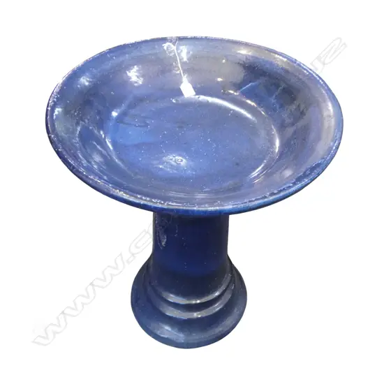 BLUE CERAMIC BIRD BATH