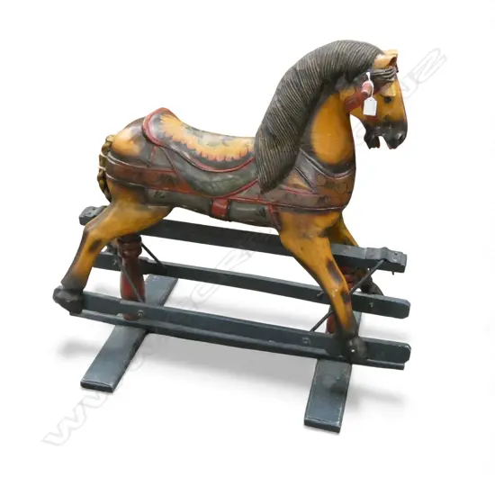 ANTIQUE HAND PAINTED ROCKING HORSE H.820mm