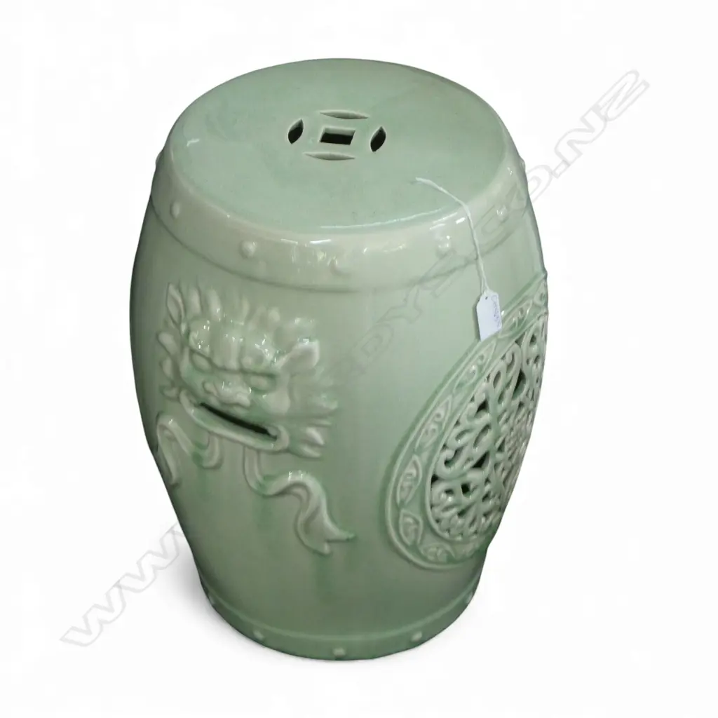 ORIENTAL GARDEN STOOL, CELADON GLAZE H.430mm Image 1++