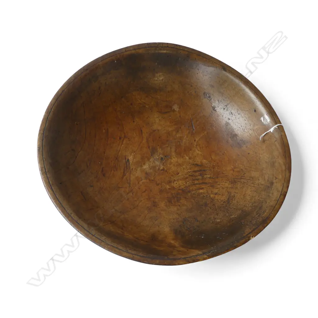 ANTIQUE WOODEN BOWL 415mm old borer Image 1++