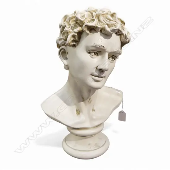 WHITE RESIN CLASSICAL BUST OF A MAN H.370mm