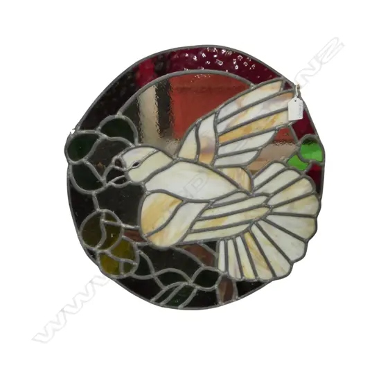 STAINED GLASS BIRD ARTWORK 430mm dia
