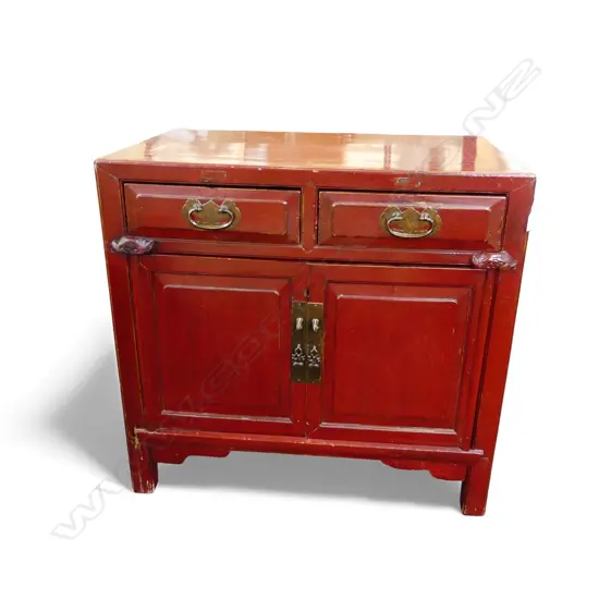 RED LACQUER ORIENTAL CABINET 785x500x750mm