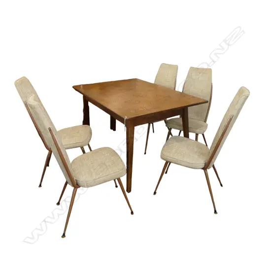 RETRO COPPER TOP DINING TABLE 1295x900mm + 2 385mm LEAVES & 6 CHAIRS