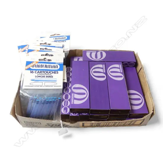  WATERMAN FOUNTAIN PEN INK CARTRIDGES 8 PACKS OF 16 PCS & 15 PEN CASES