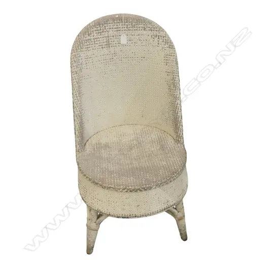 VINTAGE WHITE PAINTED CANED CHAIR