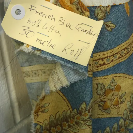 FABRIC BOLT; 'FRENCH BLUE GARDEN' COTTON 30m